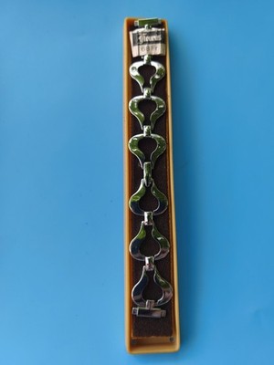 Bracelet montre ancien vintage français, neuf stock, maillons argentés design