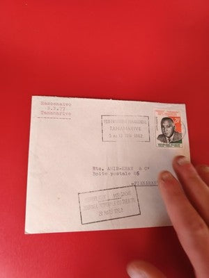 Ancienne lettre philatélique Tananarive 1962, timbre oblitéré Madagascar