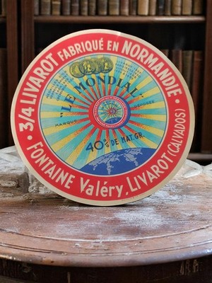 Étiquette fromagère ancienne Le Mondial Livarot Normandie vintage déco