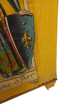 Étendard ancien Jeanne d’Arc, bannière décorative musée, motif héraldique