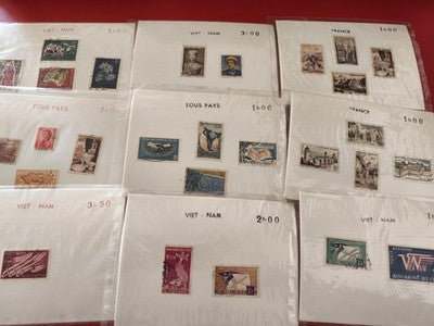 Lot anciens timbres monde vrac philatélie Vietnam France collection occasion