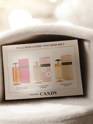 Carte publicitaire parfum PRADA Candy vintage rétro, objet déco parfum ancien