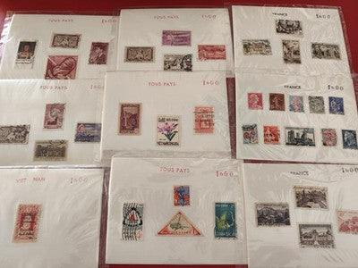 Lot ancien timbres de collection monde entier vrac philatélie France Vietnam