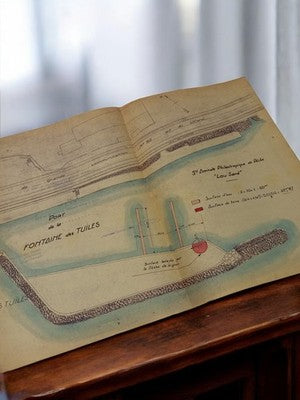 Plan ancien port Fontaine des Tuiles Marseille vintage 1930 travaux publics hydr