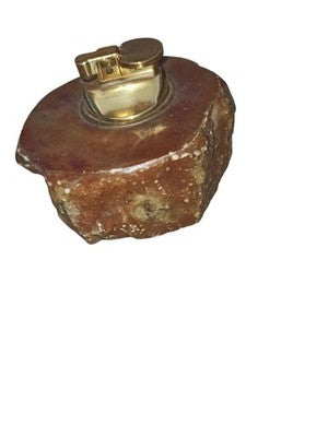 Briquet de table vintage en onyx, forme brute, accessoire déco rétro