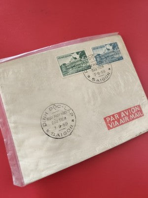 Ancienne enveloppe timbrée oblitérée Vietnam 1959, Par Avion, philatélie collect