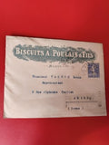Ancienne lettre publicitaire Biscuits Poulain & Fils avec timbre oblitéré vintag