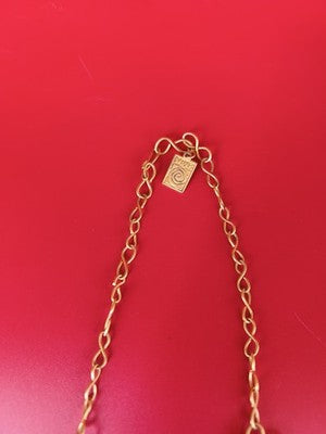 Vintage collier signé Danais, pierres naturelles, doré, pendentif long, ancien