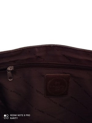 Sac bandoulière Lancel Paris toile marron logo, besace homme femme