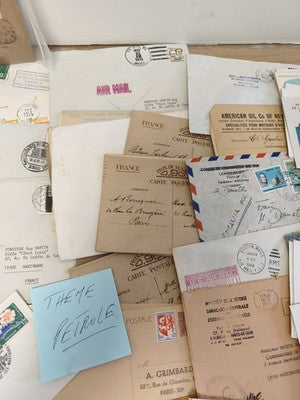 Rare lot ancien lettres philatéliques pétrole, enveloppes timbrées vintage