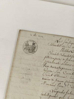 Ancienne lettre manuscrite administrative 1814, papier timbré 75 c