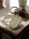 Vintage Vichy octagonal white retro advertising keychain