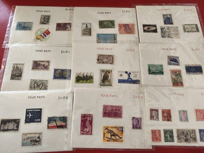Lot anciens timbres collection vrac tous pays philatélie, diverses thématiques