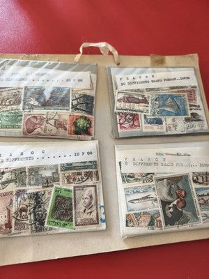 Lot ancien timbres collection France Maroc vrac philatélie, formats variés