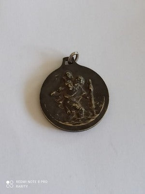 Médaille religieuse Saint Christophe aspect bronze – pendentif protection voyage