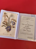 Ancienne brochure théâtre marionnettes Rome 1962 + carte fleurs séchées vintage