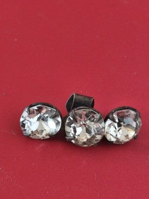 Ancienne broche XIXe vintage, 3 pierres rondes facettées, rétro collection