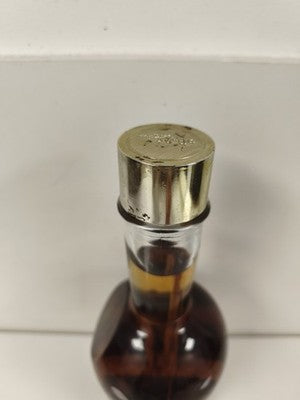 Ancienne bouteille Old Smuggler verre ambré personnage bois interne