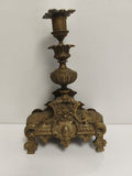 Bougeoir ancien bronze XIXe style rocaille doré décor floral
