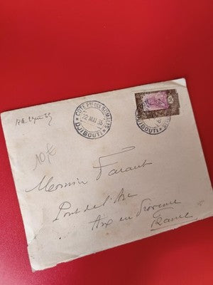 Ancienne lettre timbrée Djibouti 1935 pour philatéliste collection vintage