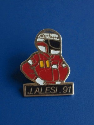 Pin's Marlboro J. Alesi 91 ancien vintage F1 pilote années 90 rétro