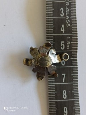 Pendentif fleur vintage Remy Dis Paris style 80s finition métal, bijou rétro