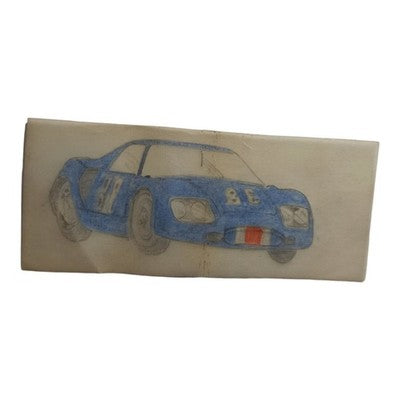 Plan calque voiture Scalextric Dinky Toys dessin original bleu vintage