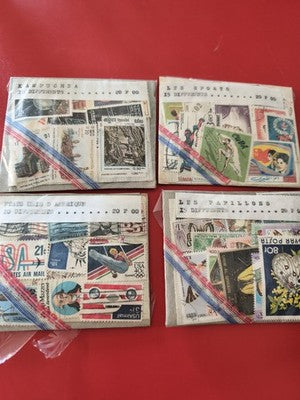 Lot anciens timbres monde vrac thématiques sport animaux USA Kampuchéa