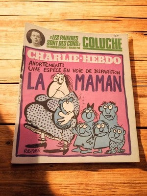 Magazine Charlie Hebdo vintage années 70 Reiser Coluche couverture satirique