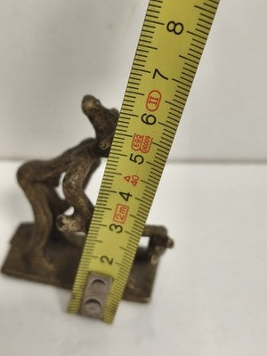Statuette africaine ancienne en bronze, personnage stylisé, art tribal déco