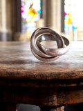 Bague créateur vintage trois anneaux entrelacés, style fantaisie taille 47
