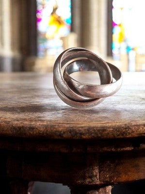 Bague créateur vintage trois anneaux entrelacés, style fantaisie taille 47