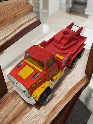 Camion jouet ancien Compagnie Strasbourg No2 vintage rouge jaune grand modèle