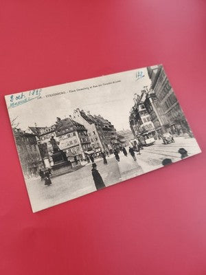 Ancienne carte postale oblitérée Strasbourg Place Gutenberg, collection philatél