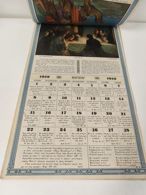 Vintage calendrier catholique ancien années 1960 Pâques Jésus foi chrétienne