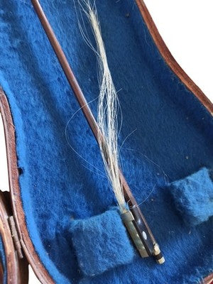 Violon ancien français début XXe, lutherie Lorraine, étui bleu, archet abîmé