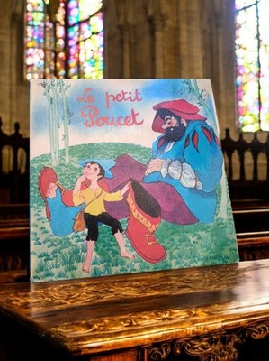 Disque vinyle 45 tours Le Petit Poucet vintage, illustration Denise Chabot