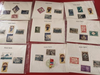Lot ancien timbres tous pays vrac philatélie collection vintage mixte