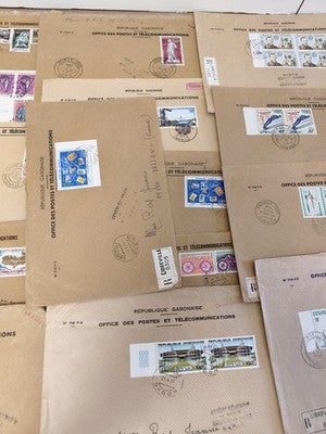 Rare lot ancien lettres philatéliques Office des Postes Télécommunications Gabon