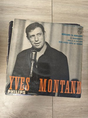 Vinyle 45 tours ancien Yves Montand rétro, disque vintage chanson française état