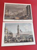 Lot 2 cartes anciennes Venezia – Pont Rialto & Carnaval, illustrations couleur