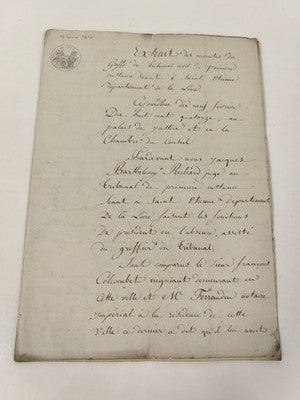 Lettre manuscrite administrative 1814, greffe civil Saint-Étienne