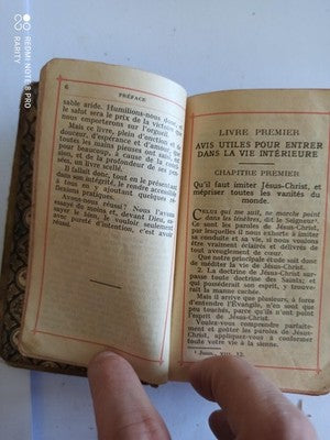 Ancien livre religieux Imitation de Jésus-Christ début XXe, reliure aspect cuir
