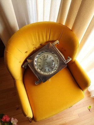 Horloge murale vintage Lora mécanique années 50-60 design verre métal