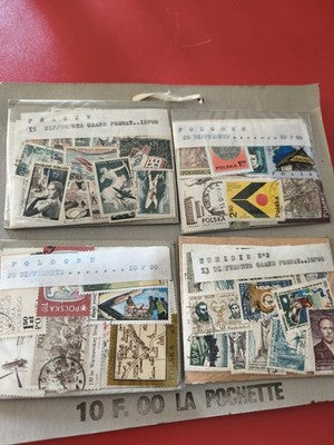 Lot ancien timbres France Pologne Tunisie vrac philatélie collection