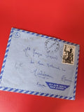 Ancienne lettre vintage 1950 timbre oblitéré France Afrique air mail bleu philat