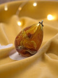 Pendentif goutte vintage effet marbré jaune doré, fantaisie métal doré rétro