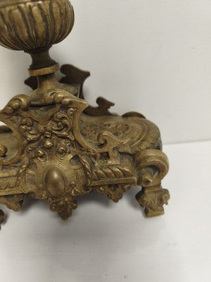 Bougeoir ancien bronze XIXe style rocaille doré décor floral