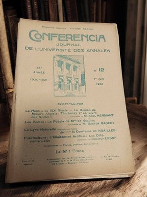 Journal universitaire ancien Conférencia 1921 vintage Université Annales Paris