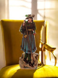 Chromo ancien figurine école, bergère costume XIXe, image découpée vintage